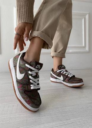 Кроссовки nike sb dunk low paisley brown7 фото