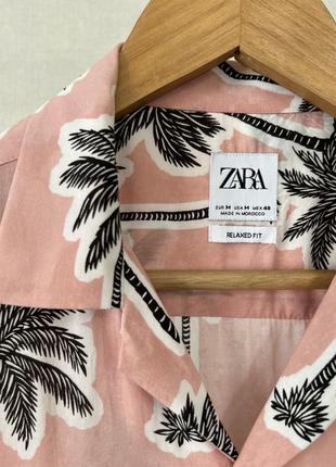 Мужская гайвайская рубашка zara с пальмами3 фото