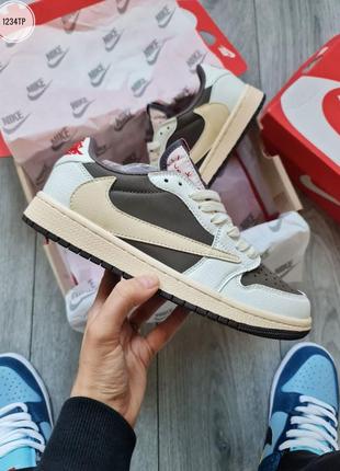 Мужские кроссовки jordan 1 retro low og sp travis scott reverse mocha