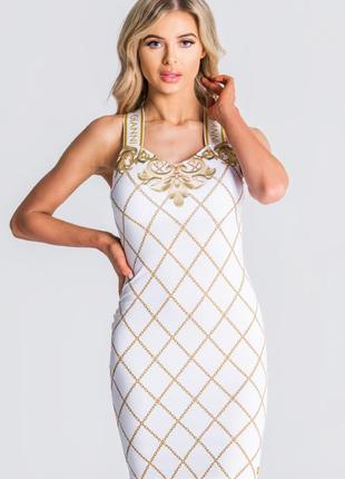 Платье женское белое золото узор1 фото