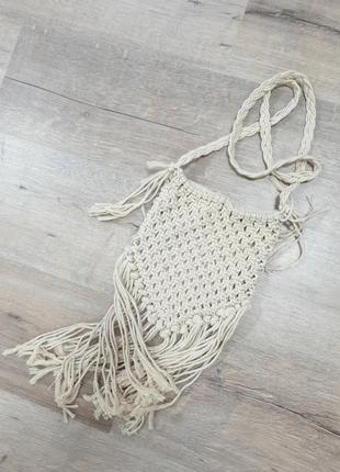 Сумочка плетена з бахромою2 фото
