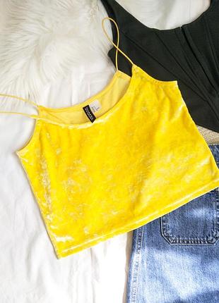 Желтый плюшевый топ 36 с h&m
