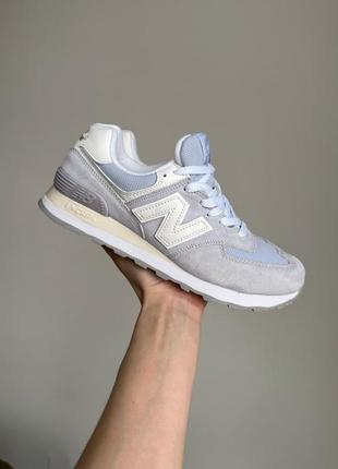 Топовые женские кроссовки new balance 574 blue/beige4 фото