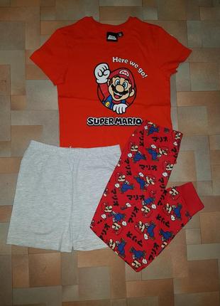 Яскравий комплект 3-ка маріо, super mario primark 3-5 років 104-110 см