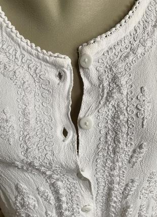 Блуза белая жилетка летняя белая на пуговицах вышиванка безрукавка белая eastern affair- l,xl5 фото