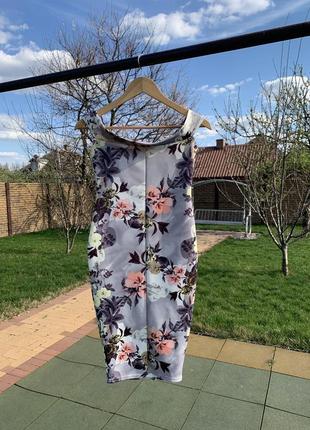 Новое платье миди в цветок с открытыми плечами от boohoo, размер с5 фото