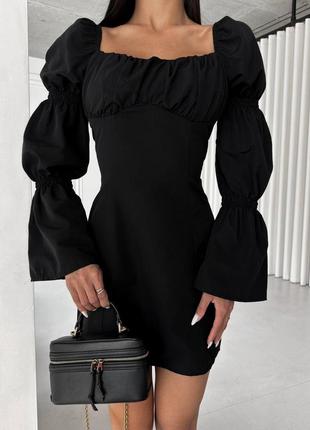 Маленькое черное платье коттоновое6 фото