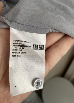 Uniqlo шикарная шелковая рубашка серая голубая3 фото