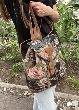 Текстильний рюкзак із квітковим принтом signare1 фото
