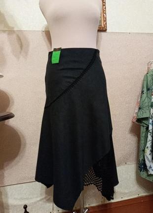 Шикарная юбка под замш с кружевом!