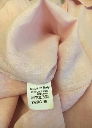 Розовая оверсайз рубашка 100% лен с погонами италия7 фото