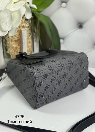 Женская стильная и качественная сумка из эко кожи темно-серая5 фото