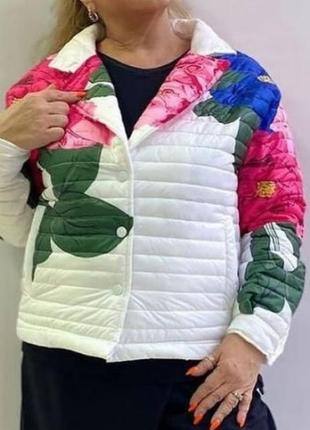 Стильная куртка ветровка пиджак с цветочным ярким принтом,люкс турция, последние размеры.