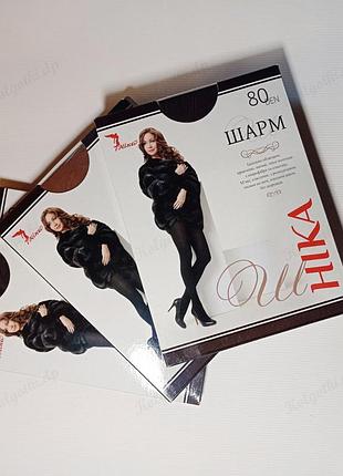 Колготки теплі матові шарм 80 den жіночі колготи з мікрофібри та еластану без шортиків нейлон чорні 2 (1/2)
