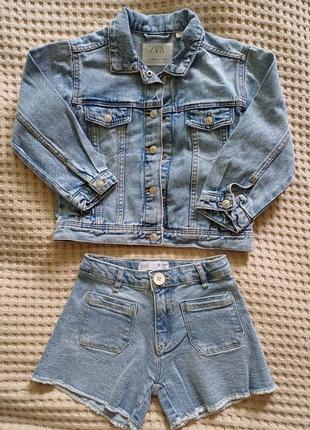 Джинсовий  костюм  куртка + шорти zara 4-5 років