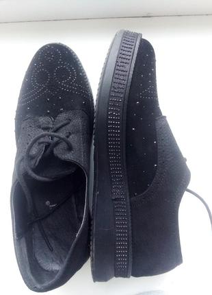 Чёрные замшевые ботинки лоферы женские2 фото