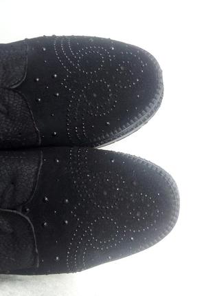 Чёрные замшевые ботинки лоферы женские3 фото