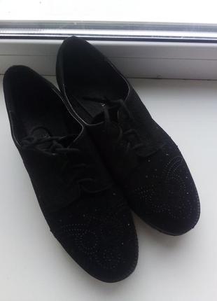 Чёрные замшевые ботинки лоферы женские4 фото