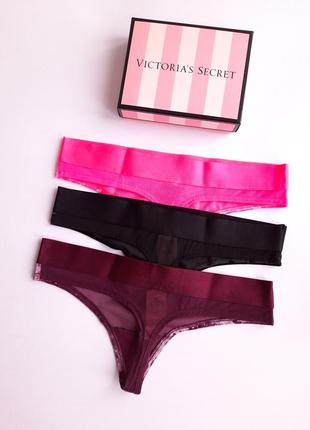 Набір бархатних трусиків вікторія сікрет victoria's secret оригінал3 фото