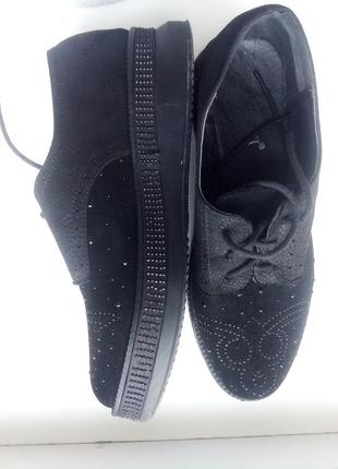 Чёрные замшевые ботинки лоферы кроссовки женские2 фото
