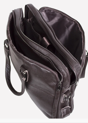 Вместительный кожаный портфель, сумка для ноутбука7 фото