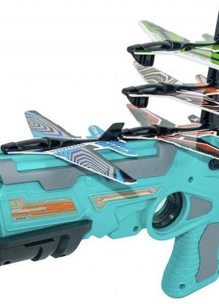 Детский игрушечный пистолет с самолетиками air battle катапульта с летающими самолётами3 фото