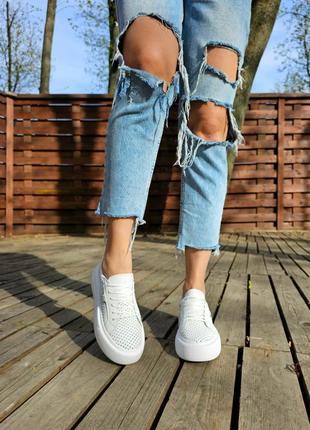 Акція 🔥 кеди натуральна шкіра літо перфорація кросівки мокасини