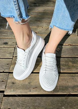 Акція 🔥 кеди натуральна шкіра літо перфорація кросівки мокасини