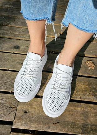 Акція 🔥 кеди натуральна шкіра літо перфорація кросівки мокасини