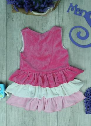 Платье для девочки велюровое без рукавов розовое размер 80/86 (12-18 месяцев)5 фото