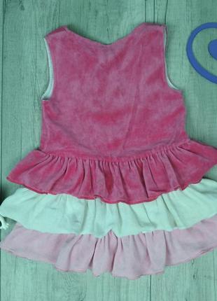 Платье для девочки велюровое без рукавов розовое размер 80/86 (12-18 месяцев)7 фото