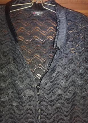 Гипюровая блузка на пуговицах, черная. размер 56-58.2 фото