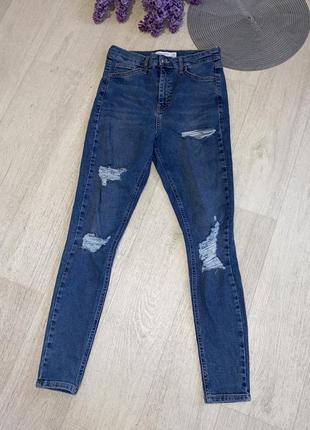 Джинсы синие рваные skinny джинсы topshop1 фото