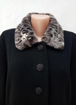 Винтаж красивое тёплое шерстяное кашемир чёрное пальто с мехом klass collection ❤️2 фото