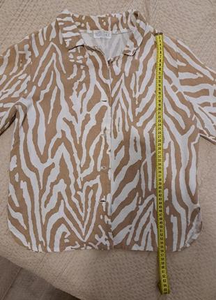 Рубашка, принт зебра, льняна1 фото