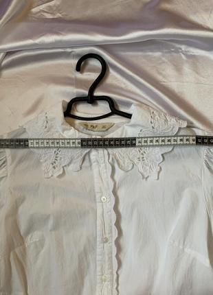 Женская хлопковая блуза с кружевным воротничком и пышными рукавами4 фото