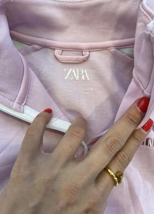 Розовый крутой хлопковый новый костюм zara на девочку худи и леггинсы3 фото