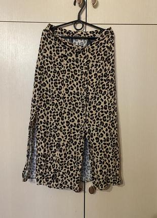 Юбка юбка с разрезом леопардовая органическая6 фото