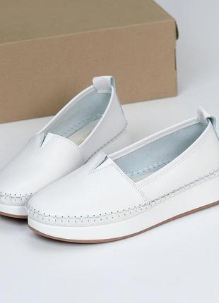 Белые женские мокасины слипоны из натуральной кожи кожаные женские мокасины туфли слипоны