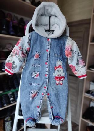 Фото 286 демисезонный джинсовый комбинезон, утопленный bestido на рост 62 см