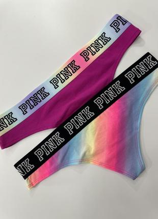 Трусики с лого резинкой pink victoria’s secret