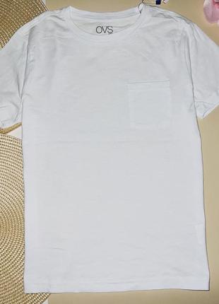 Футболка білого кольору  з карманчиком для хлопця  100% бавовна // розмір: 10-11 років (146)2 фото