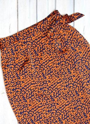 💥1+1=3 стильная оранжевая юбка-миди леопардовый принт prettylittlething, размер 46-484 фото
