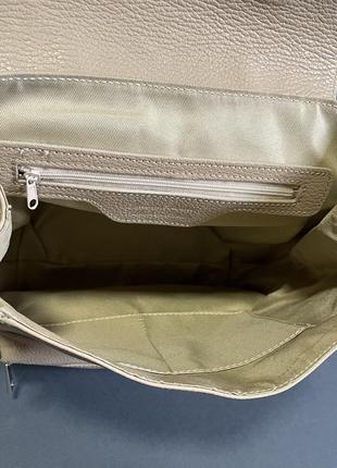 Італійський шкіряний рюкзак нова колекція великий під а4 бежевий9 фото