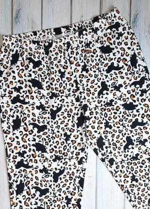 💥1+1=3 білі жіночі піжамні штани піжама леопардовий принт сімба george, розмір 46 - 482 фото