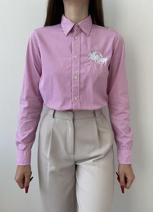 Розовая рубашка в полоску от ralph lauren1 фото