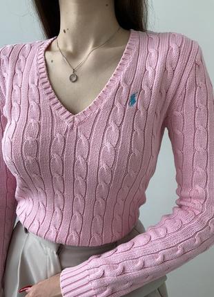 Розовый свитер крупной вязки от ralph lauren6 фото