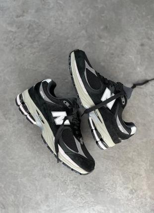 Кроссовки new balance 2002r black white logo 2002 r2 фото