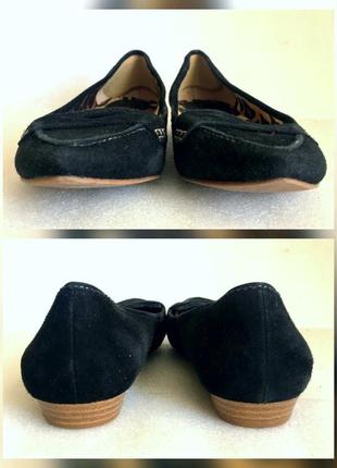 Замшевые черные туфли на низком, леопардовый принт4 фото