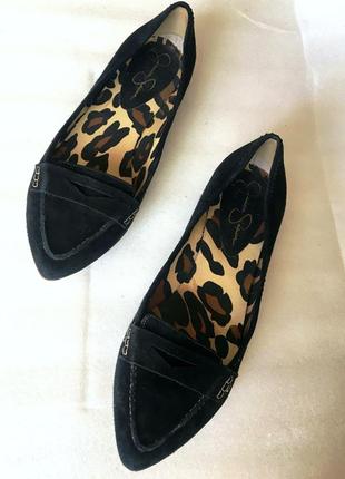 Замшевые черные туфли на низком, леопардовый принт6 фото